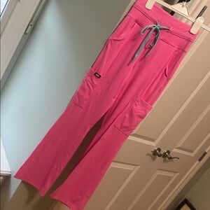Ashh. Pink Scrub Pants with Teal Zipper